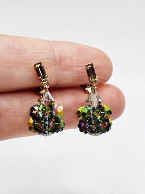 Vintage Lewis Segal California Watermelon Rhinestone Dangling Clip On Earrings
